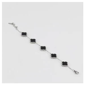 Yonca Bileklik Siyah Gümüş