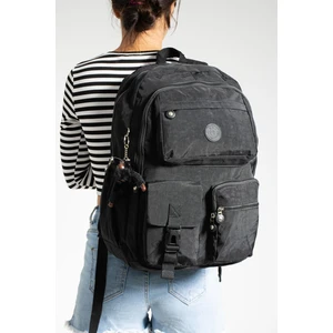 Krinkıl Suya Dayanıklı Büyük Boy Siyah Klinkır Sırt Çantası/laptop Seyahat Okul Çanta 15,6 Lise