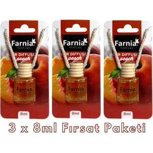 Yüksek Esanslı Askılı Araç Kokusu Edp Parfüm Şeftali 8 Ml 3 Adet Avantaj Paketi
