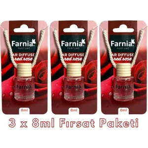 Yüksek Esanslı Askılı Araç Kokusu Edp Parfüm Kırmızı Gül 8 Ml 3 Adet Avantaj Paketi