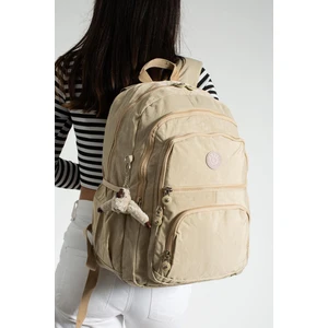Krinkıl Suya Dayanıklı Büyük Boy Bej Klinkır Sırt Çantası/laptop Seyahat Okul Çanta 15,6 Lise