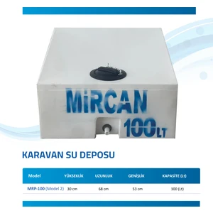 100 Lt Su Deposu Contalı kapak Karavan Model 2 vana hediye