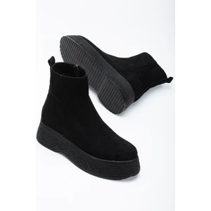 Dilimler Ayakkabı Kadın Bot Düz Topuklu Suni Deri Kalın Taban Model 157-422-SUET Günlük Kullanım için Rahat