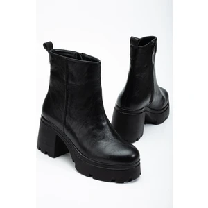 Dilimler Ayakkabı Topuklu Bot Kadın Platform Siyah Yüzüdüz Fermuarlı