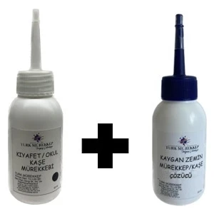 Turk Mürekkep Kıyafet Kaşesi Mürekkebi Siyah 50 ml  -  Çözücü ile Birlikte