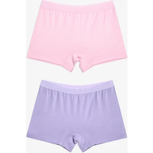 Kız Çocuk Basic 2li Çok Renkli Uzun Boxer