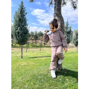 Bebek Çocuk Unisex 3 Iplik Şardonlu Kapişonlu Takım Kreş Okul Giyim