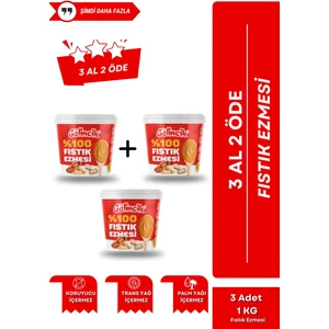 3'lü Set Saf Doğal Katkısız Taze Çekim Glutensiz Şekersiz Fıstık Ezmesi