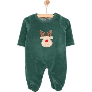 Yenidoğan Unisex Nakışlı Kadife Patikli Tulum Unisex