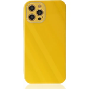 Apple iPhone 12 Pro Max Kılıf Kamera Korumalı Arkası 9h Temperli Cam Yüzey Soft Tasarım Glass Kapak