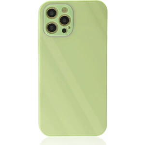 Apple iPhone 12 Pro Max Kılıf Kamera Korumalı Arkası 9h Temperli Cam Yüzey Soft Tasarım Glass Kapak