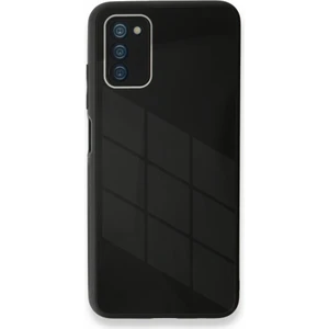 Samsung Galaxy A03S Kılıf Kamera Korumalı Arkası 9h Temperli Cam Yüzey Soft Tasarım Glass Kapak