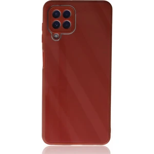 Samsung Galaxy M22 Kılıf Kamera Korumalı Arkası 9h Temperli Cam Yüzey Soft Tasarım Glass Kapak