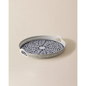 Madame Coco Delit Yuvarlak Örgü Tepsi - Lacivert/Beyaz