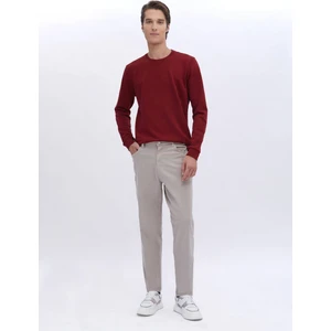 Bej Dokuma Carrot Fit Casual Pamuk Karışımlı Pantolon