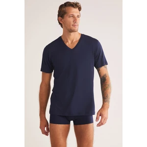 Emilio V Yaka Modal Erkek Tshirt Lacivert