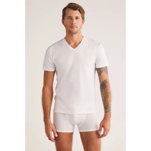 Kısa Kol Koton Modal Erkek Antonio V Yaka Tshirt
