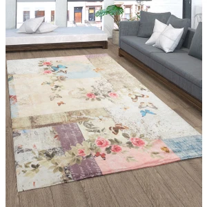 Renkli Butik Kadife Dokulu, Lastikli, Süngerli, Kaymaz, Yıkanabilir Modern Desenlerde Halı Örtüsü - Hlö-02