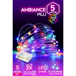 Pilli Rgb LED Işık 5 Metre Iç & Dış Mekan Parti Dekor Kutlama Işığı Renkli LED Dekorasyon
