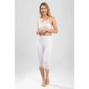 Baykar Kadın Diz Altı Güpürlü Tayt 8904 Beyaz