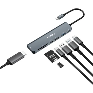 CHUB007-P 7in1 Windows & Mac 100w Hızlı Şarj - Type-C to 4K HDMI *1x USB-C 100W PD *1x USB-C Data *1x USB 3.0 5Gbps *1x USB 2.0 480 Mbps *2x TF/SD Card 7in1 Çevirici HUB Çoklayıcı