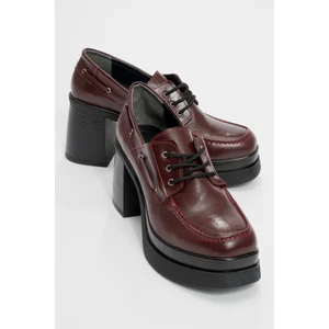 Dudley Bordo Cilt Bağcıklı Kadın Platform Topuklu Ayakkabı