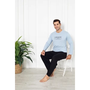 Sude Homewear Erkek Yazı Desenli Uzun Kol (Mevsimlik) Pijama Takımı