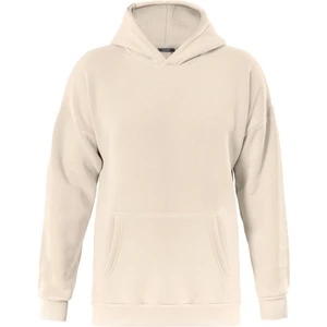 Basic Düz Renk Kapüşonlu Içi Yumuşak Polarlı Oversize Sweatshirt - Bej