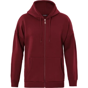 Fermuarlı Kapüşonlu Oversize Sweatshirt - Bordo