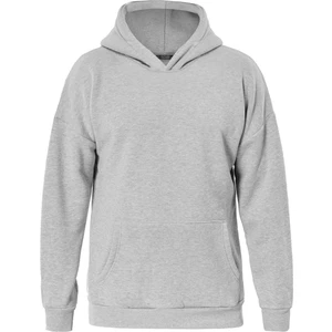 Basic Düz Renk Kapüşonlu Içi Yumuşak Polarlı Oversize Sweatshirt - Gri