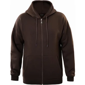 Fermuarlı Kapüşonlu Oversize Sweatshirt - Kahverengi