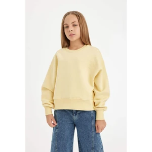 Kız Çocuk Relax Fit Bisiklet Yaka Baskılı Sweatshirt D2886A824WN