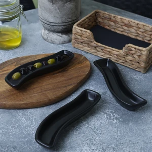 Mat Siyah İvory Zeytinlik 18 Cm 3 Adet