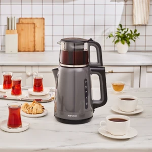 Mega Tea 1501 Cam Çay Makinesi Space Gray 1500 W