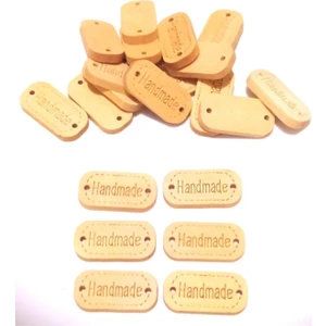 20 Adet Handmade Ahşap Oval Düğme Ham Ahşap  Düğme