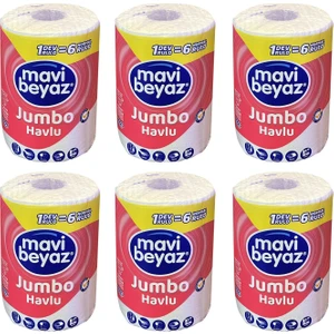 Mavi Beyaz Dev Rulo Jumbo Havlu x 6 Adet