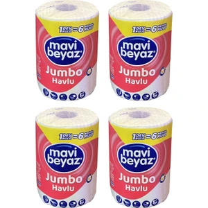 Mavi Beyaz Dev Rulo Jumbo Havlu x 4 Adet