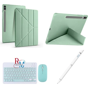 Redmud Teknoloji Samsung Galaxy Tab S9+/S9FE+ 12.4 Inç Uyumlu Standlı Kılıf Dokunmatik Kalem ve Klavye Mouse 3 Lü Set