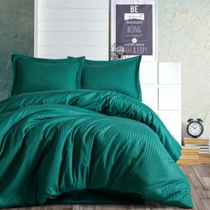 Elegant Strıpe Saten Nevresim Takımı - Petrol