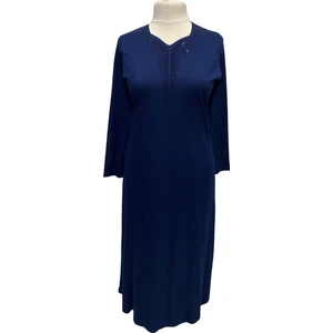 Giyinen Mağazaları Mavi Seda Beşgen Yaka Taş Baskılı Kulplu Anne Penye Elbise