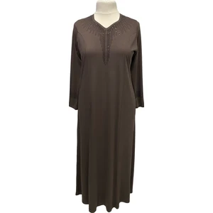 Giyinen Mağazaları Vizon Seda Beşgen Yaka Taş Baskılı Kulplu Anne Penye Elbise