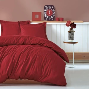 Elegant Strıpe Saten Nevresim Takımı - Bordo