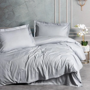Elegant Strıpe Saten Nevresim Takımı - Gri