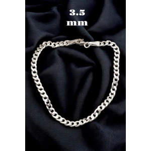 Moda Gümüş 925 Ayar Gümüş 3.5 mm Gurmet Modeli Erkek Gümüş Bileklik