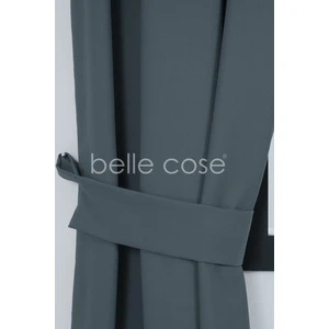 Belle Cose Keten Görünümlü Bohem Tarz Fon Perde Pilesiz Dikim Indigo Mavi