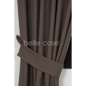 Belle Cose Keten Görünümlü Bohem Tarz Fon Perde Pilesiz Dikim Kahverengi