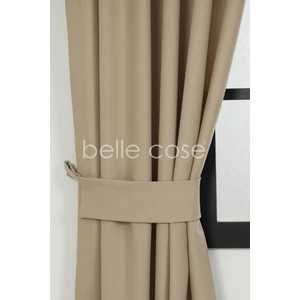 Belle Cose Keten Görünümlü Bohem Tarz Fon Perde Pilesiz Dikim Açık Vizon