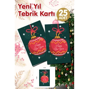 Tuğset Etiket Yılbaşı Hediye Kartı - Yeni Yıl Tebrik Kartı - Yeni Yıl Kartpostal  Happy New Year Not Kartı 25 ADET-T1005