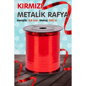 Tuğset Metalik Kırmızı Rafya Balon İpi 8 mm x 200 m Hediye Paketleme İçin