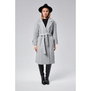 Kuşaklı Oversize Kaşe Kaban